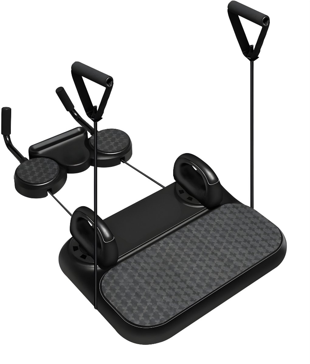 Ploutos® Pilates Board - Pilates Board met Weerstandsbanden – Thuis Fitness Set – Inclusief Bar & Enkelbanden - Zwart - 6cm x 22cm x 72cm