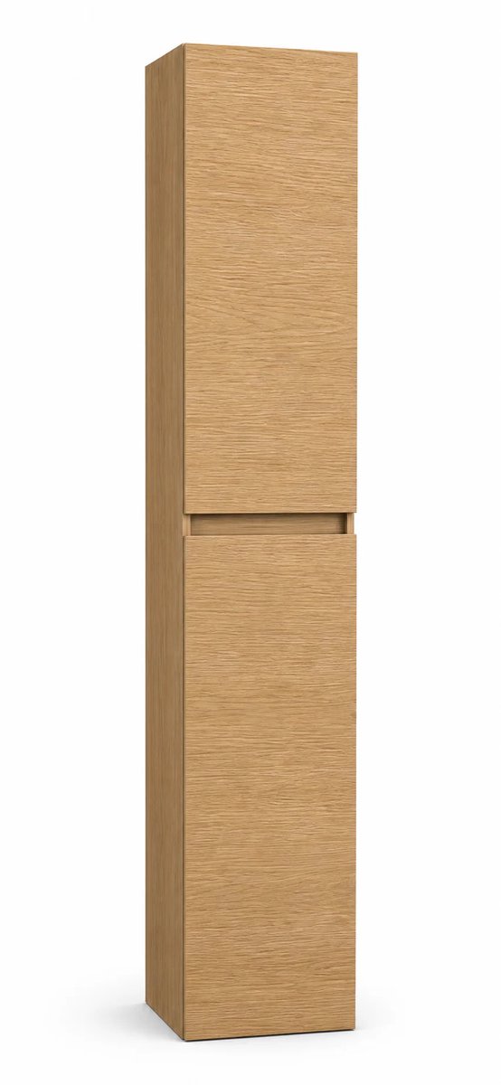 Zimmer Badkamer Kolomkast Naturel Eik 135 x 35 x 35 cm | Multiplex | Wandhangende Opbergkast | 4 Opbergvakken | Modern Badkamermeubel