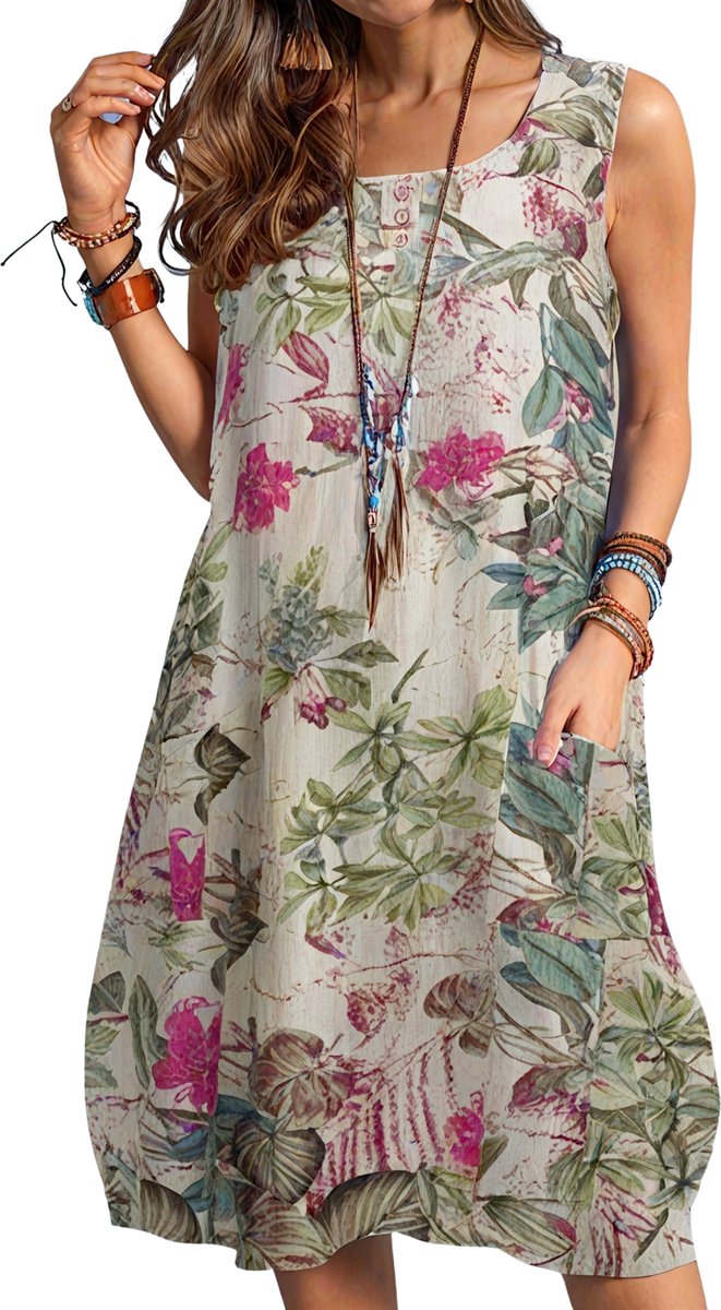 Currero Zomerjurk Dames Zomerjurken Volwassenen Vrouwen Midi Jurk Ibiza Stijl Sundress Dress S Rode Roos