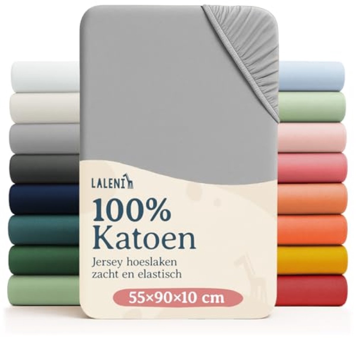 Nazik Living Jersey Hoeslaken 55x90 cm - 100% Katoen - OEKO-TEX - 2-pack - Grijs - Voor Babybed en Ledikant