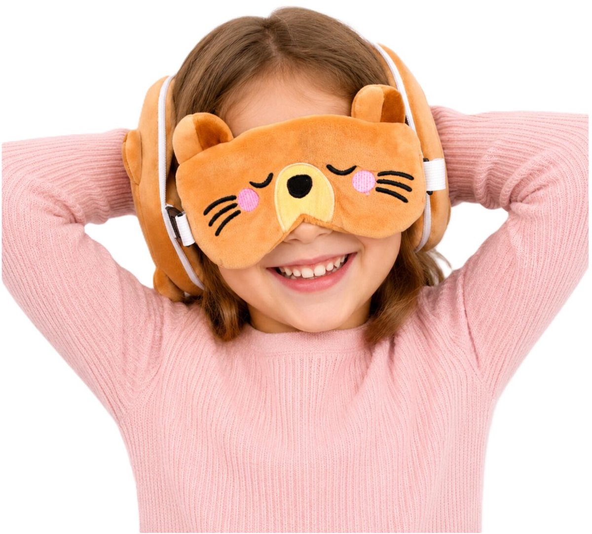 Relaxeazzz Relaxeazzz Reis set - Eekhoorn knuffel / reiskussen / slaapmasker - voor kinderen - in vliegtuig of auto