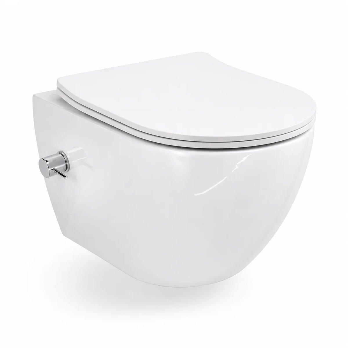 Zimmer Wit Glans Hangtoilet met Geïntegreerde Bidetkraan – Rimless Wandcloset incl. Softclose WC-bril