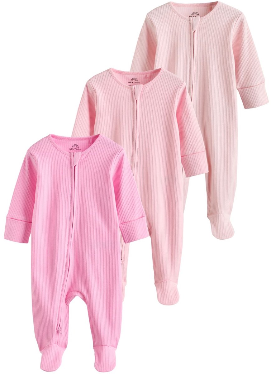 Next - Meisjes - Set van 3 babypyjama's met tweewegritssluiting - Roze