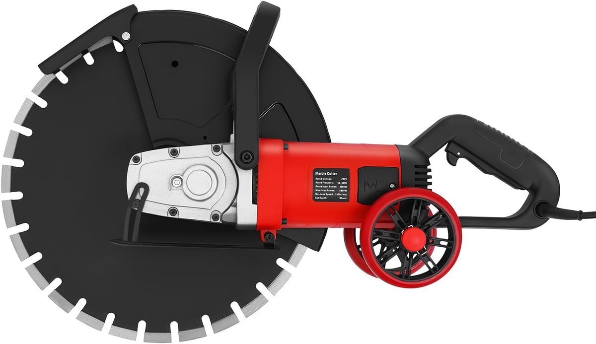 Elektrische Betonzaag - Betonsnijder - Steen Zagen - 4000 Watt Motor - 165 mm Zaagdiepte - Zwart Rood