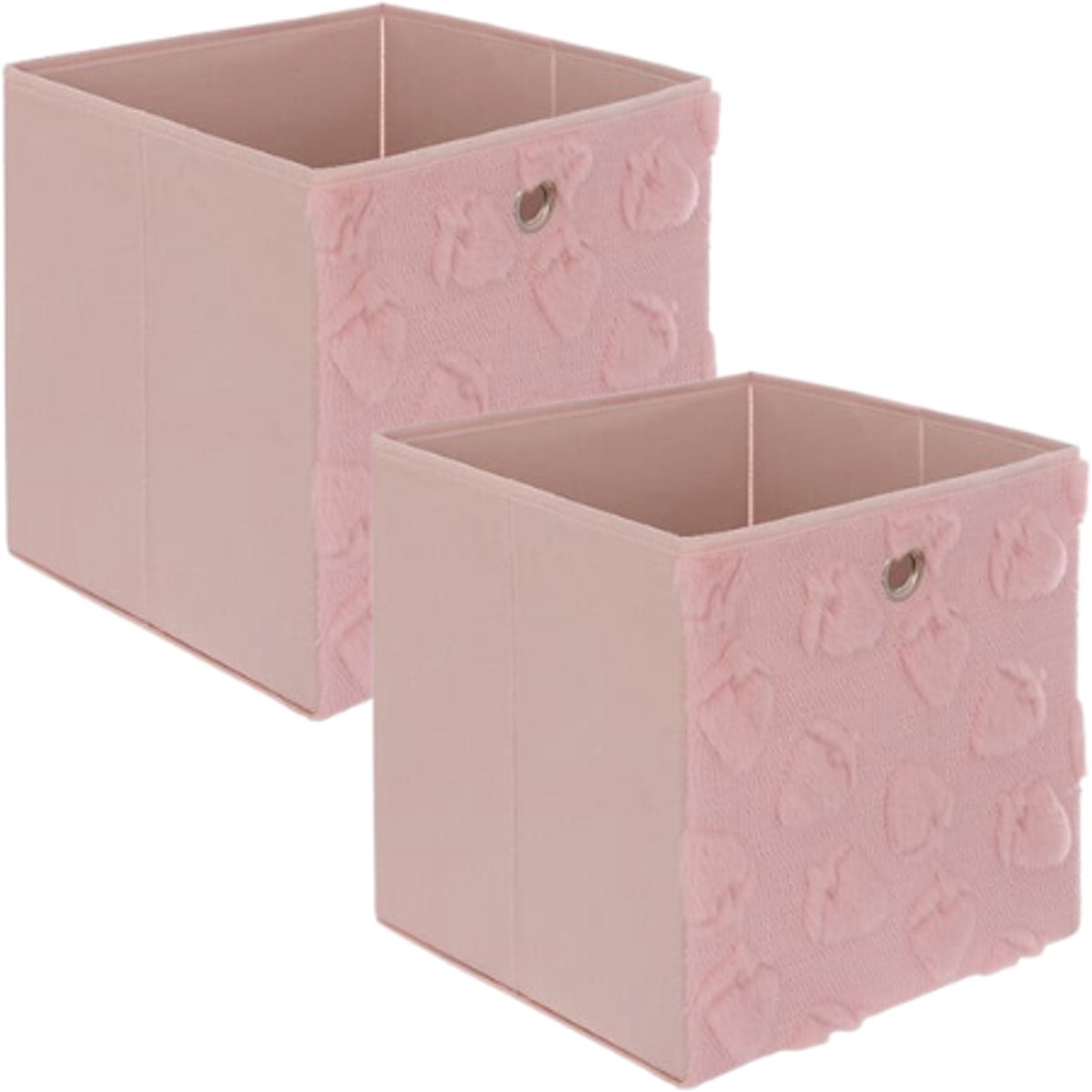 Opbergdoosset - Opbergbox - Set van 2 - Inklapbare Opbergmand met Handgrepen - Polyester Opbergkubus - Opbergbox Kast & Speelgoed Organizer - Opvouwbare Opbergdoos - 27L - 30 x 30 x 30 cm - Roze
