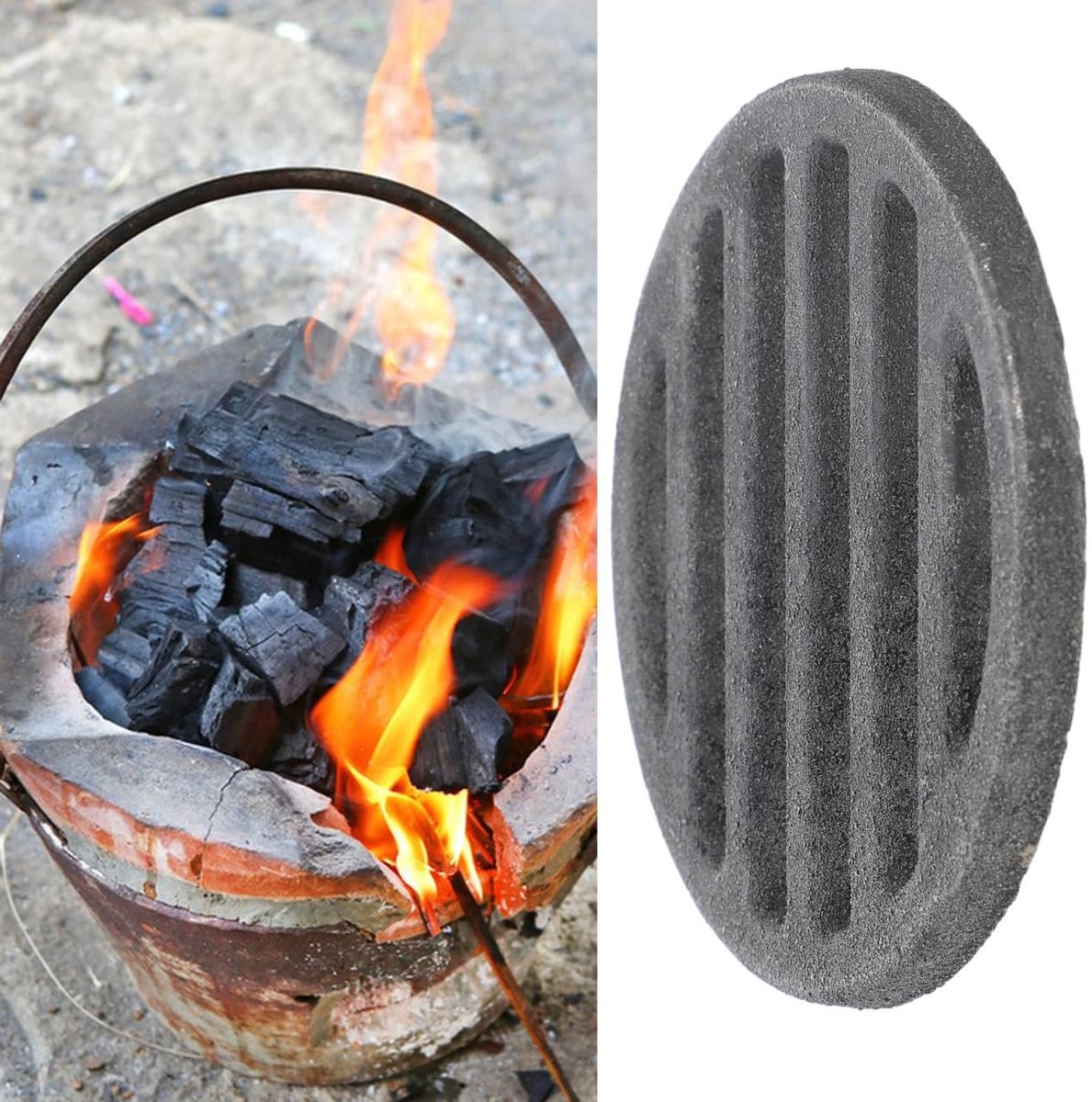 Dailygoods - Gadpiparty Efficiënt rond vuurrooster van vuurvast materiaal, 10 cm, voor houtkachel en open haard, universele kachelrooster met warmteverdeling en asbescherming