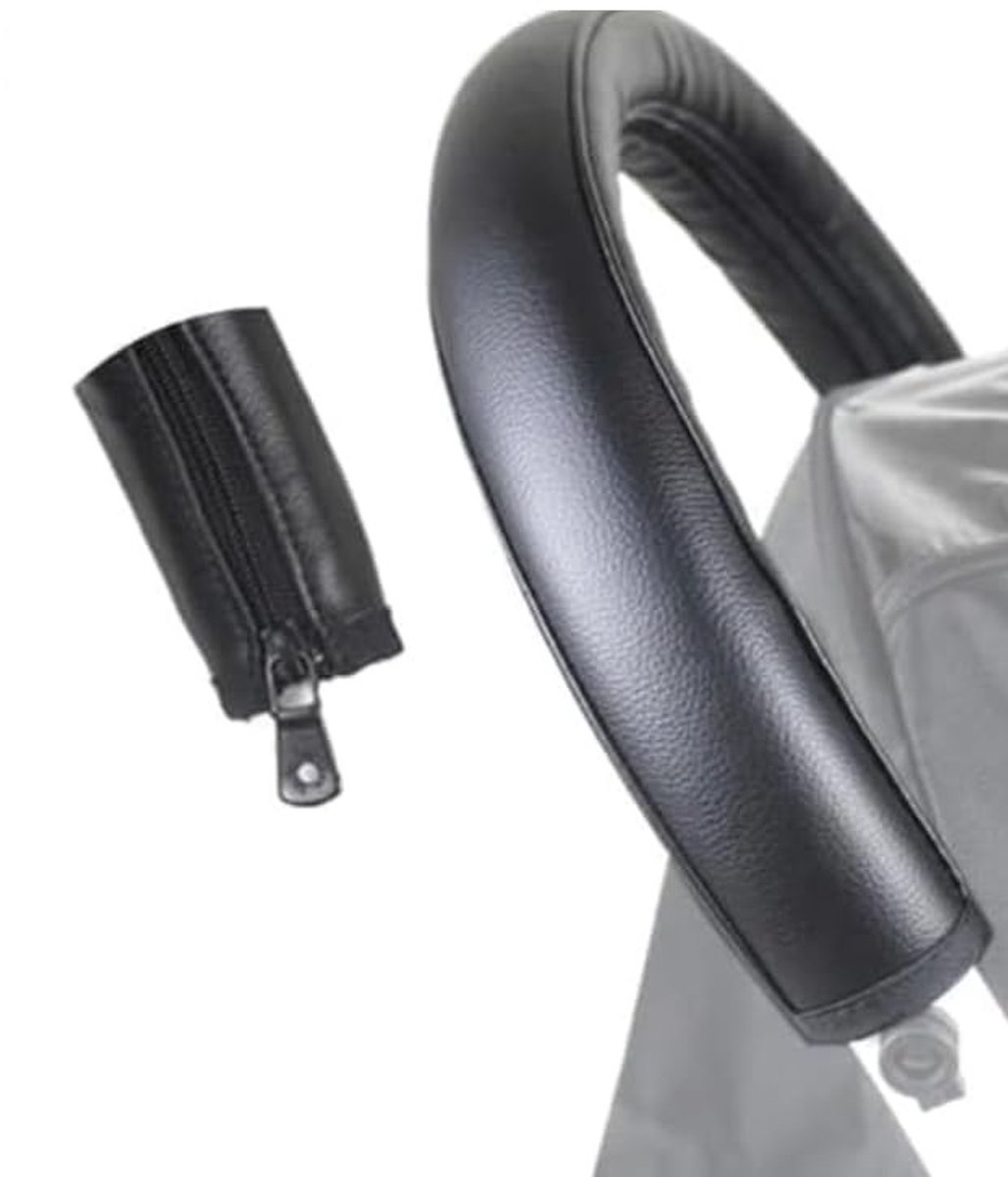 Dailygoods- Handbescherming Zwart PU-leer - Universele Bescherming - Kinderwagenaccessoire - Eenvoudig te Installeren - Compatibel met Babyzen Yoyo/Yoya - Duurzaam en Stijlvol - Kinderwagenhandgreep