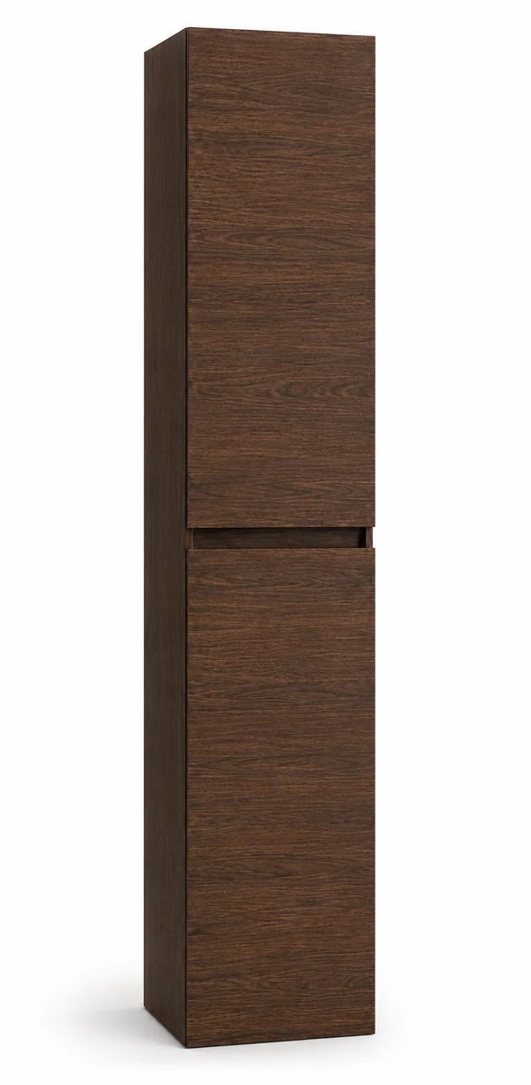 Zimmer Badkamer Kolomkast Donker Walnoot 135 x 35 x 35 cm | Multiplex | Wandhangende Opbergkast | 4 Opbergvakken | Luxe Badkamermeubel