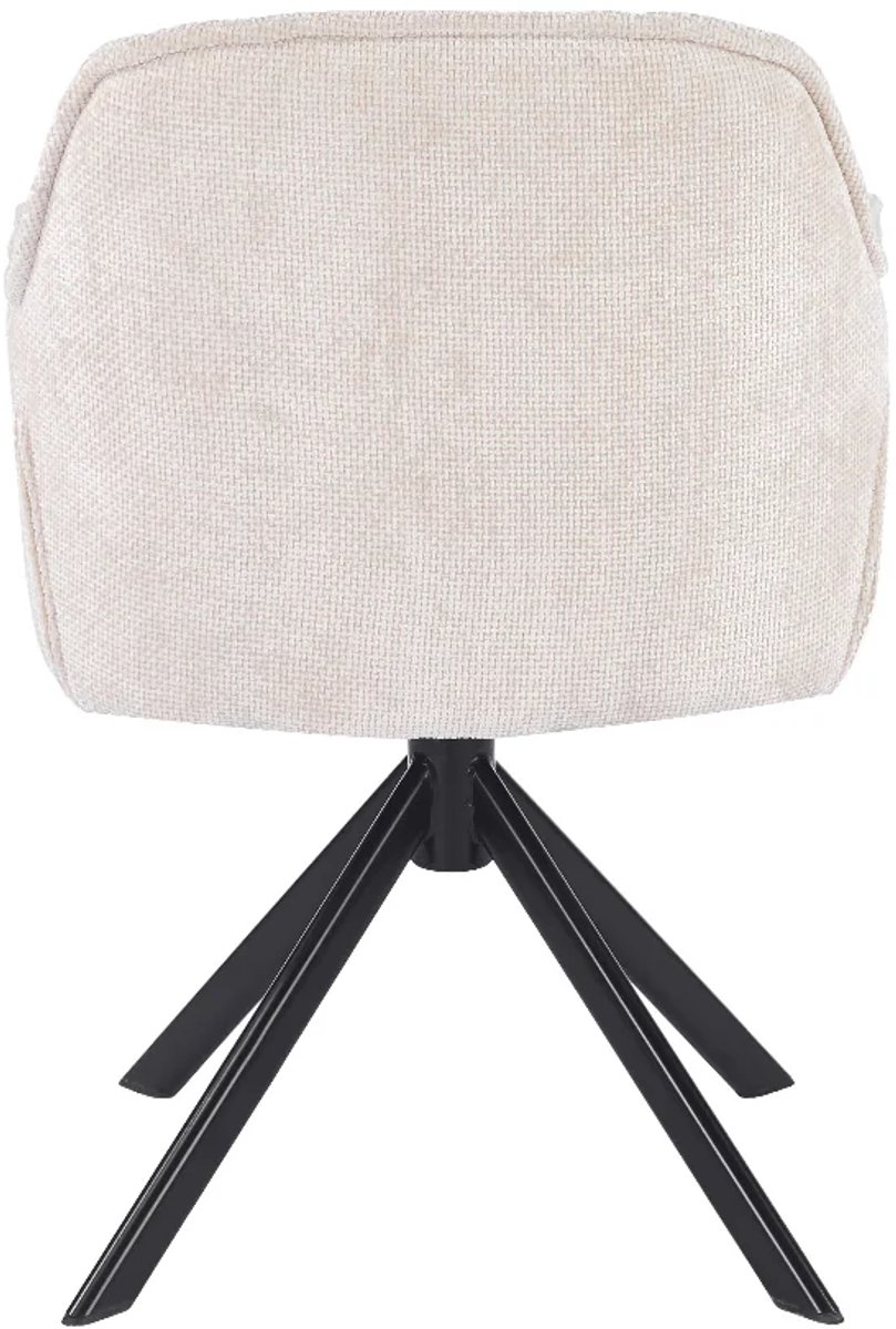 Ams Living® Eetkamerstoel Draaibaar | Kuip Stoel | Dichte afwerking | Stof | Kleur Beige Gebroken Wit | Eettafel Stoelen | Design Stoelen Eettafel – foto 2