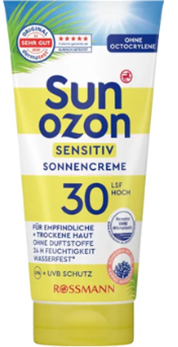 Sunozon Sensitive Zonnecrème SPF30 - 100 ml | Gevoelige Huid - UVA/UVB Bescherming - Waterbestendig & Parfumvrij