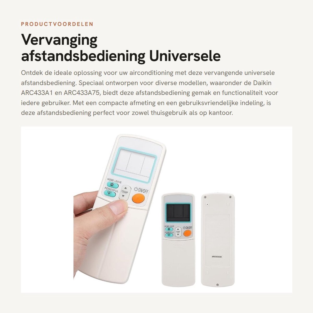 Dailygoods - Vervanging afstandsbediening - Universele afstandsbediening - Voor airconditioner - Compact formaat - Geschikt voor Daikin - Eenvoudig in...