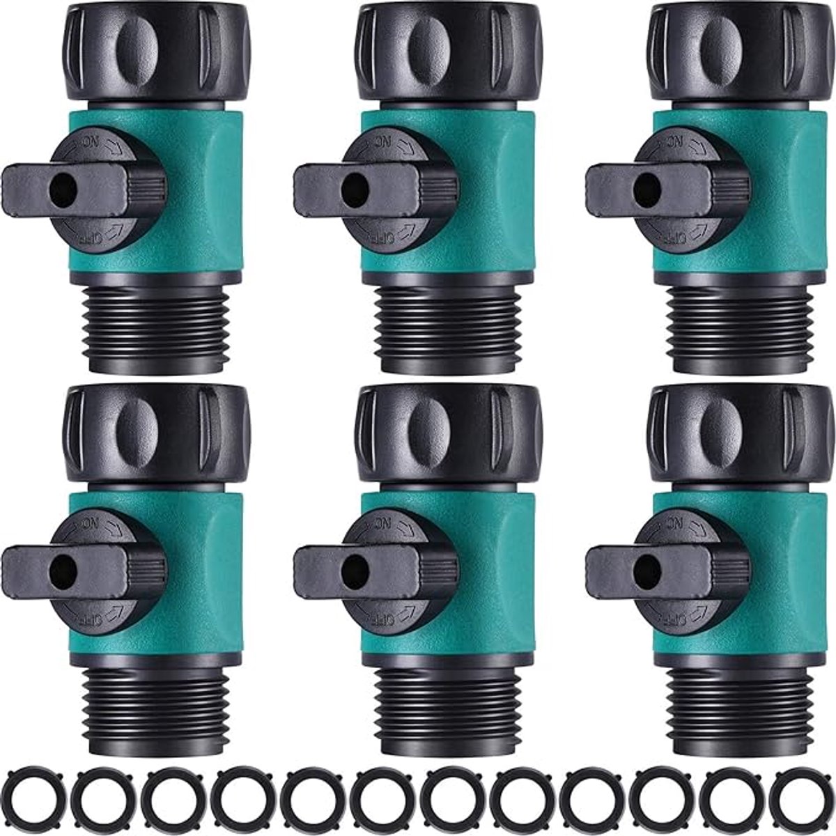 6-delige set tuinslang afsluiter, plastic verbindingskraan voor waterleiding, geschikt voo