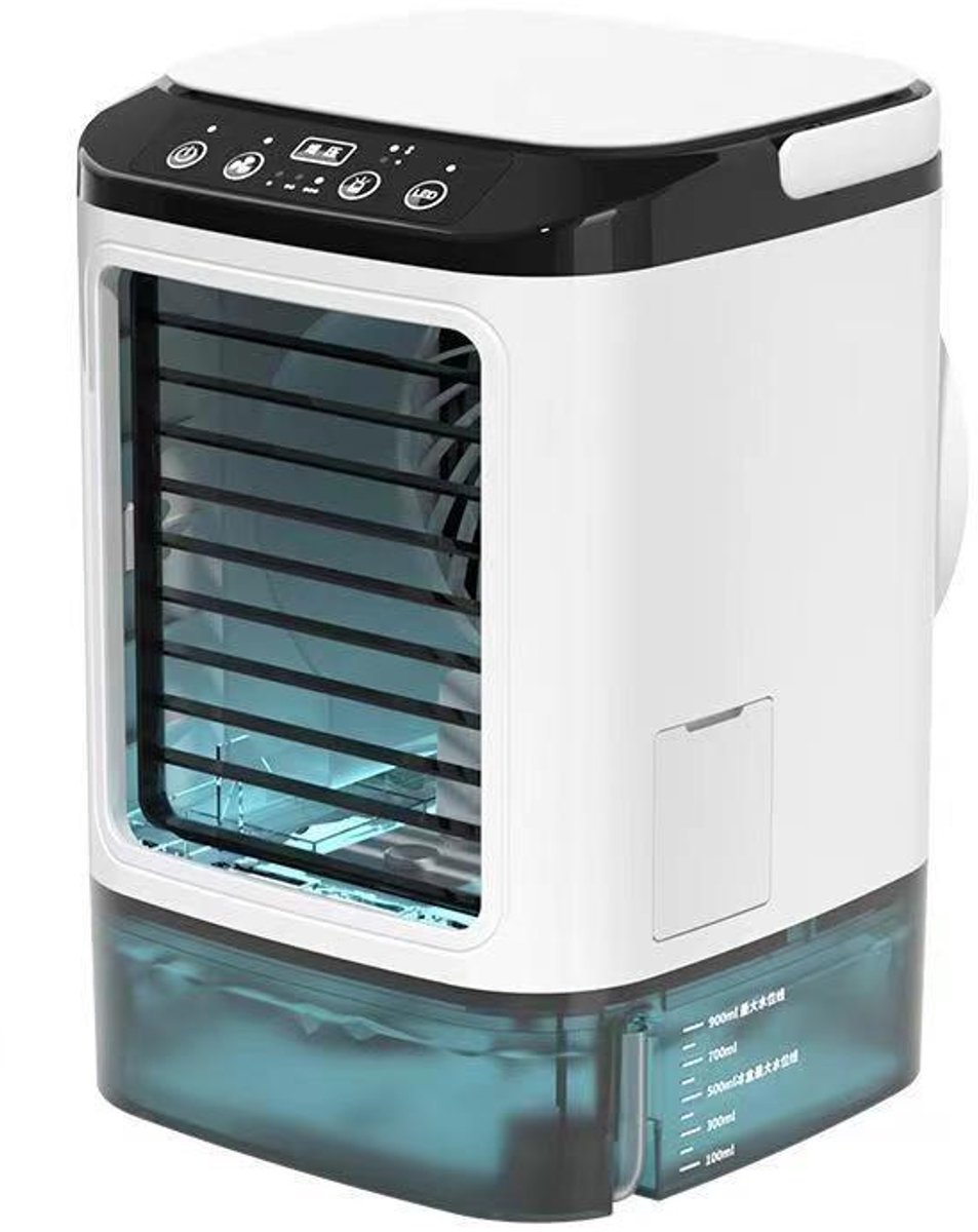 Aircooler - Luchtkoeler - Airconditioning - met IJsbox - met 900ml Water Tank - Koelelementen - Airco - 3 Snelheden - Wit