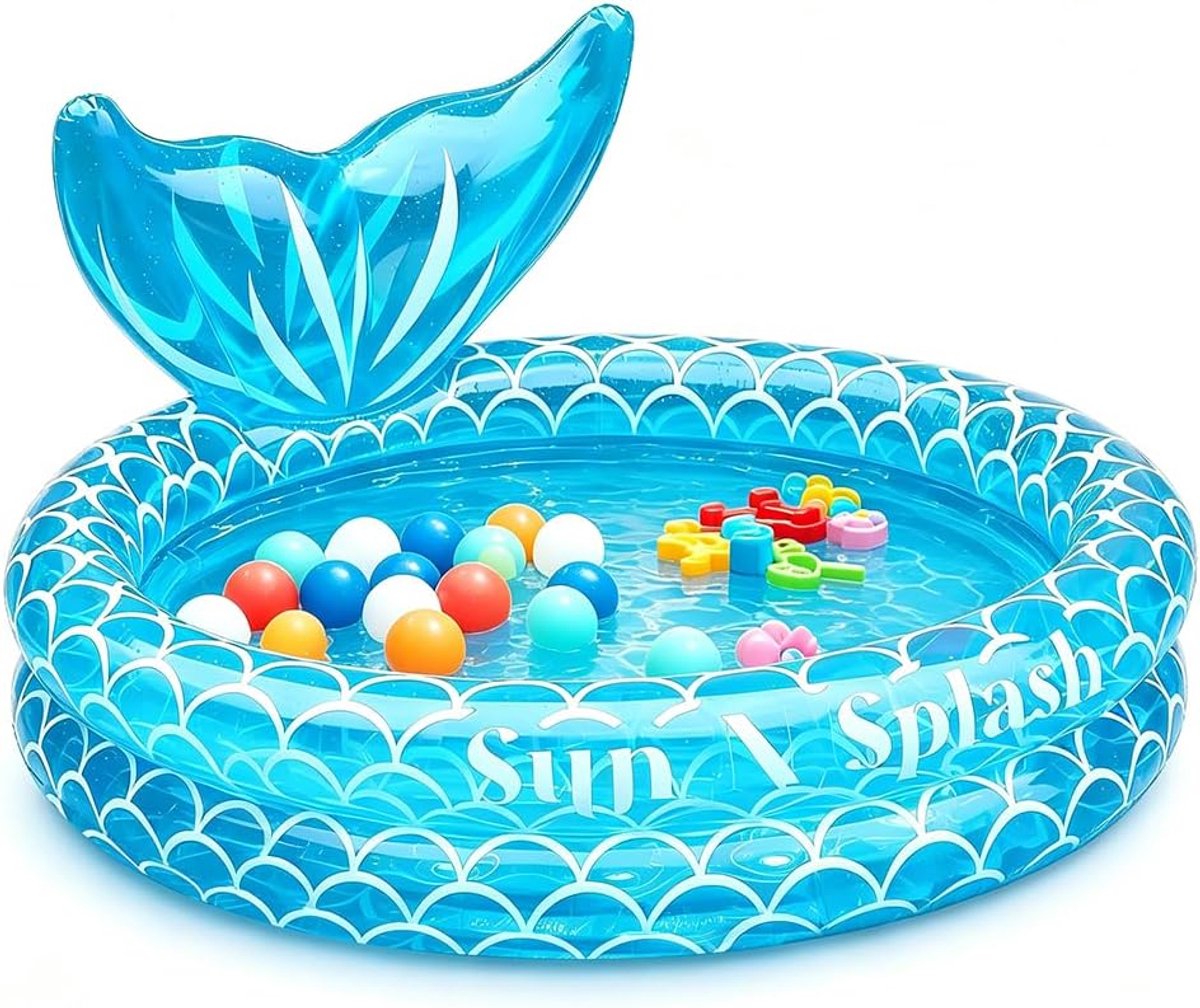 Thijox - Opblaasbaar Kinderbadje 90x24 cm Blauw met Zachte Bodem - Babyzwembad & Speelbad