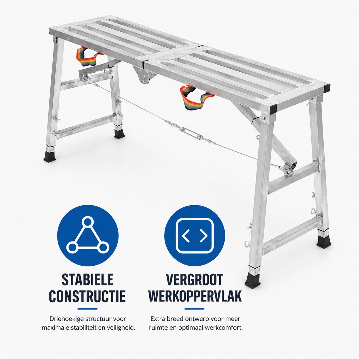 DPLUNIQ Kamersteiger - Ladder - Steiger - Vouwladder - Binnen en Buiten - Verdikkingsplank - Antislip - 120 x30x90cm - Aluminium – foto 7