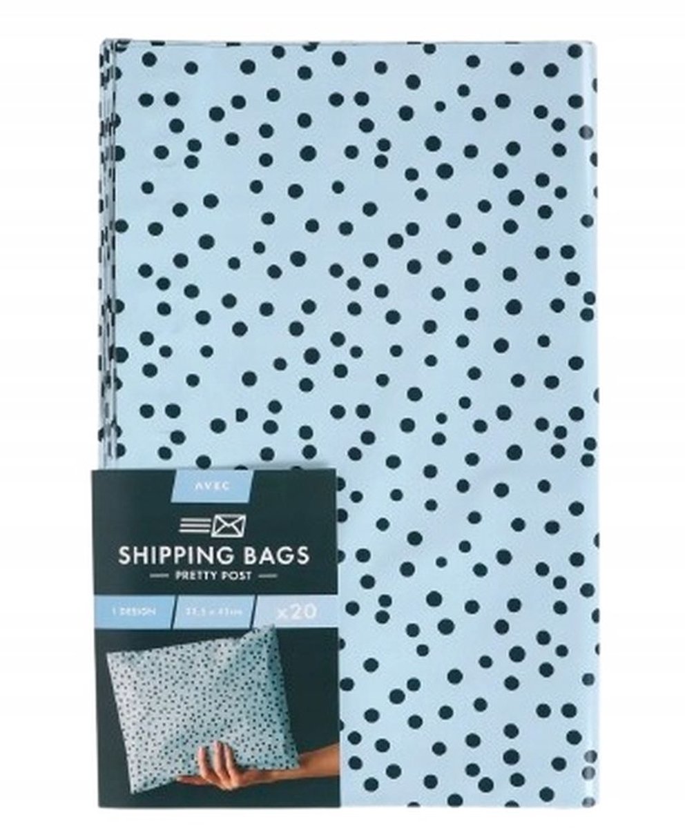 Verzendzak Blauw met stip | 20 stuks | 34 x 43 cm | Plastic verzendzakken voor kleding | | Coex shipping bag | Poly mailer | Koerierszakken