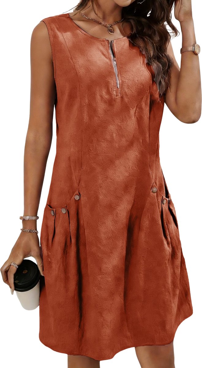 Currero Zomerjurk Dames Zomerjurken Volwassenen Vrouwen Midi Jurk Ibiza Stijl Sundress Dress XL Oranje