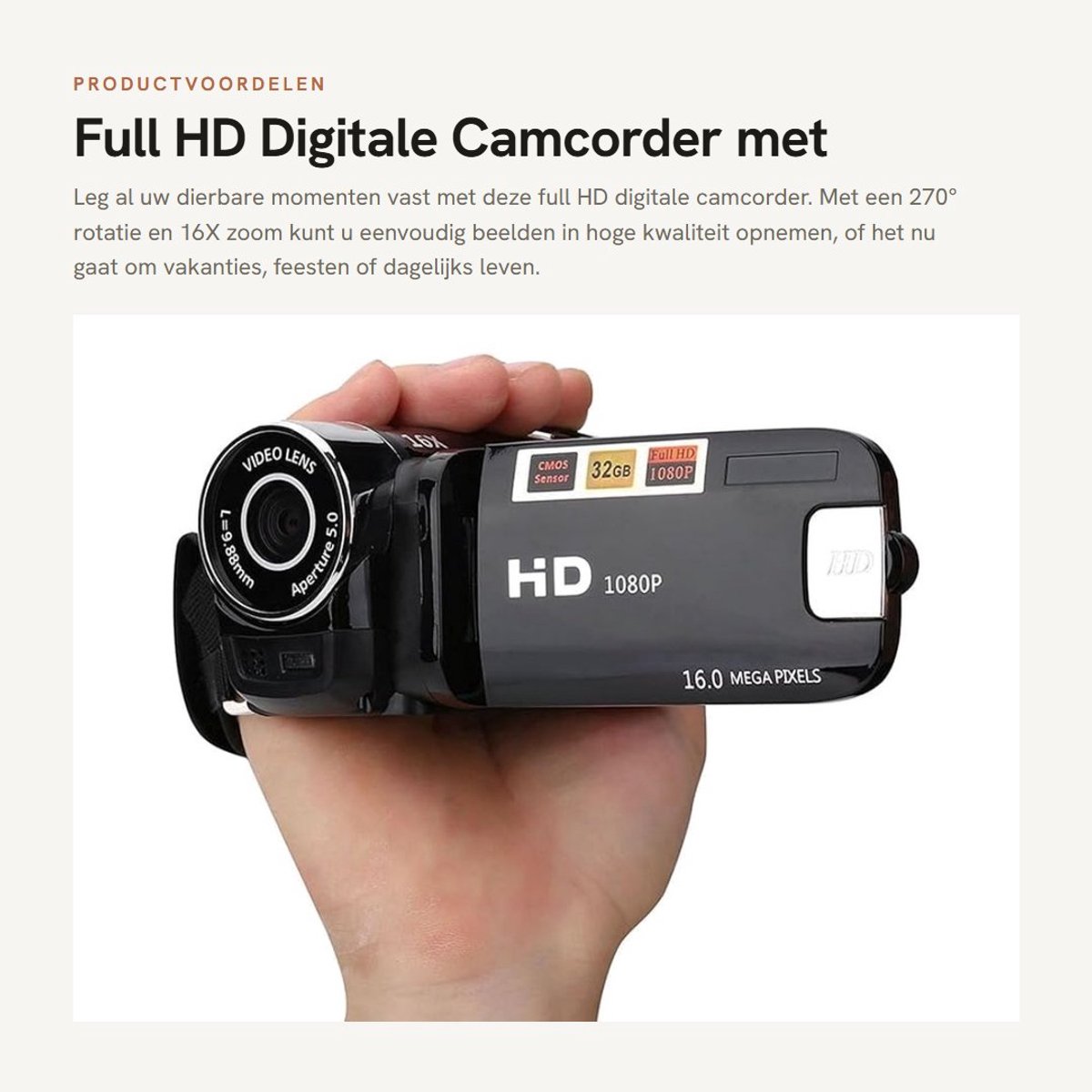 Dailygoods- Camcorder Full HD 270° Rotatie - Digitale Videocamera - 16X High Definition - 2,4 Inch LCD-scherm - Externe Geheugenkaart tot 32G - Lichtgewicht en Draagbaar - Video Camera