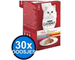 30x Gourmet - Mon Petit Duo Vis & Vlees 6x50g - Kattenvoer Natvoer - 300g