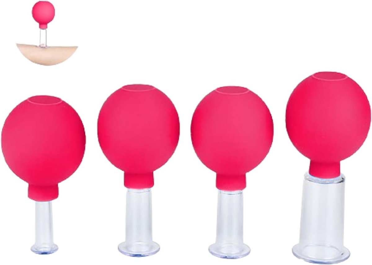 Facial cupping set 4-delig - plastic cups - huidversteviging - vermindert rimpels - ShopVlot