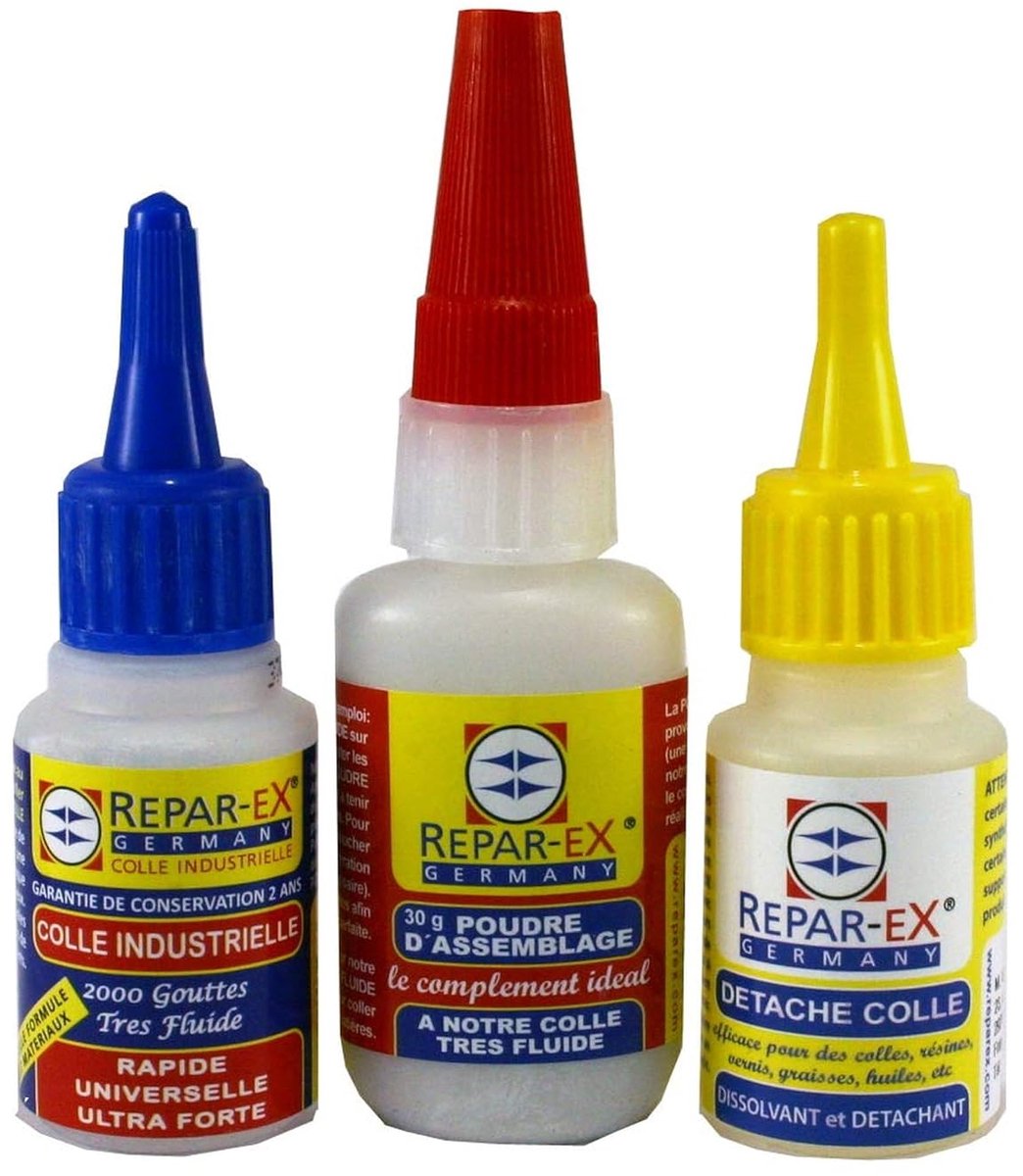 Reparatiekit - extra sterke lijm 20 g - montagemix 30 g - vlekverwijderaar 20 ml - voor alle oppervlakken - ShopVlot