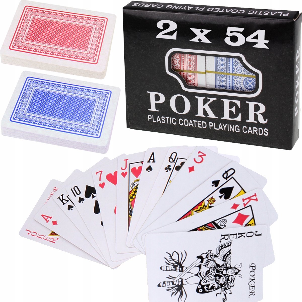 2 x Poker Speelkaarten Set - 54 Kaarten per Deck - Duurzaam Plastic
