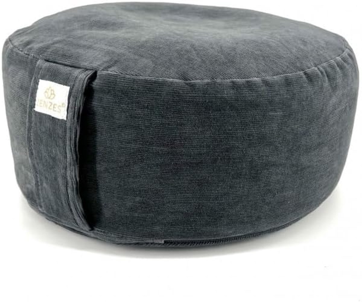 meditatiekussen 33x15 cm - corduroy - anthraciet - ergonomisch comfort - ShopVlot