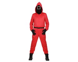 Pack de jeu Squid | Squid Game Manager Square Square Red avec costume de masque en Tissus | XL | Costume de carnaval | Déguisements