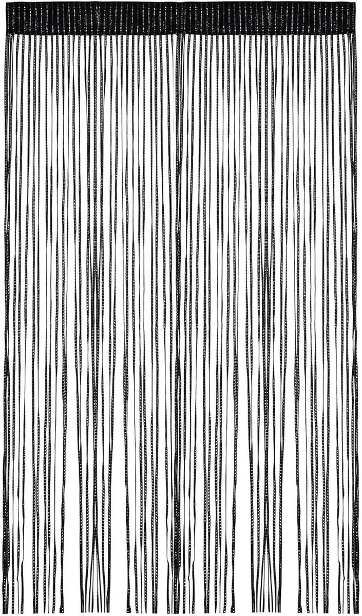 SnelShoppen - Draadgordijn Insectbescherming 100x200 cm Zwart Vliegen gordijn Polyester Decoratie voor Bruiloft, Café, Restaurant en Raam