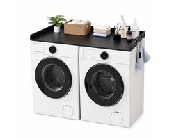 Lifero Wasdroger Werkblad - Aanrecht Wasruimte - Wasmachine Organiseren - Ombouwmeubel Zwart Marmerlook - Afdekplaat Ombouw Droger