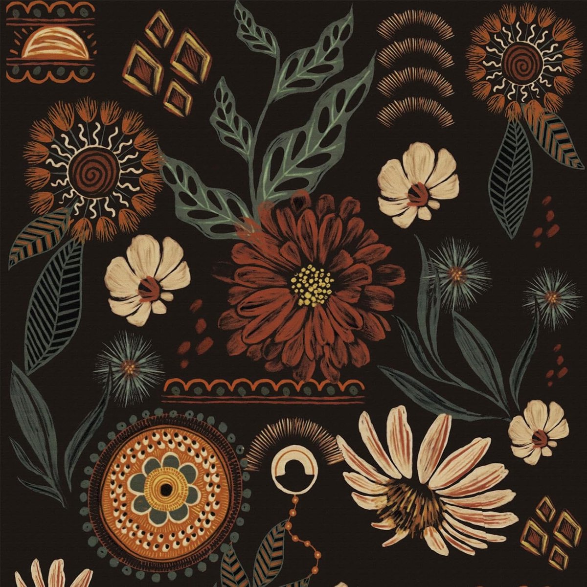 Zelfklevend behang 44x500CM - boheems vintage bloemen - retro floraal geometrisch patroon - eenvoudig aanbrengen - ShopVlot