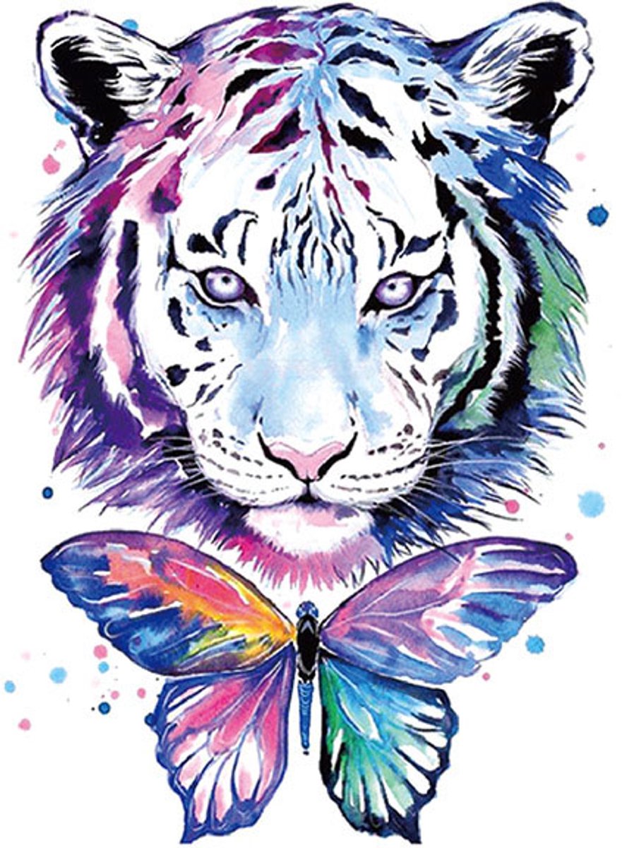 Tijdelijke tattoo tijger vlinder 3 dagen