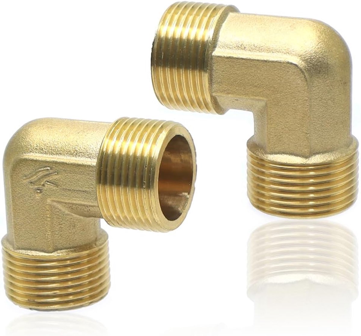Koperen hoekverbinder 90° - 3/4" AG x 3/4" AG - Hoogwaardige messing - SnelShoppen