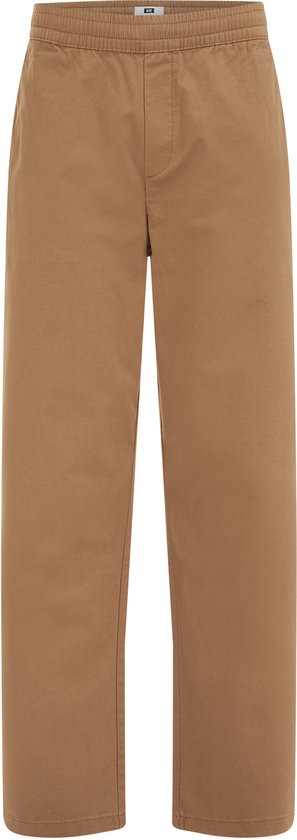 Bruine chino met elastische tailleband.