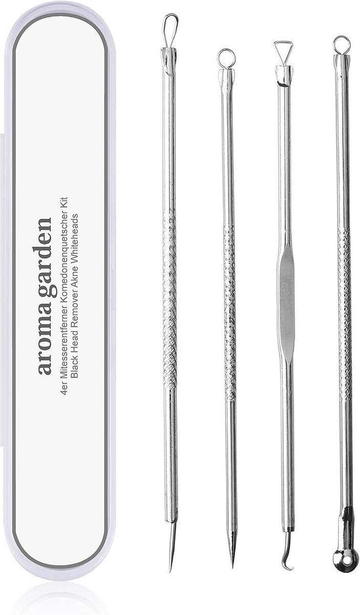 Blackhead remover set - 4 stuks - Roestvrij staal - Verwijdert effectief mee-eters en puistjes - SnelShoppen