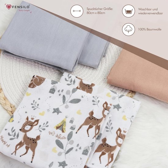 Set van 5 Katoenen Molton Luiers 80 x 80 cm - Flanellen Spuugdoeken voor Baby — afbeelding 3