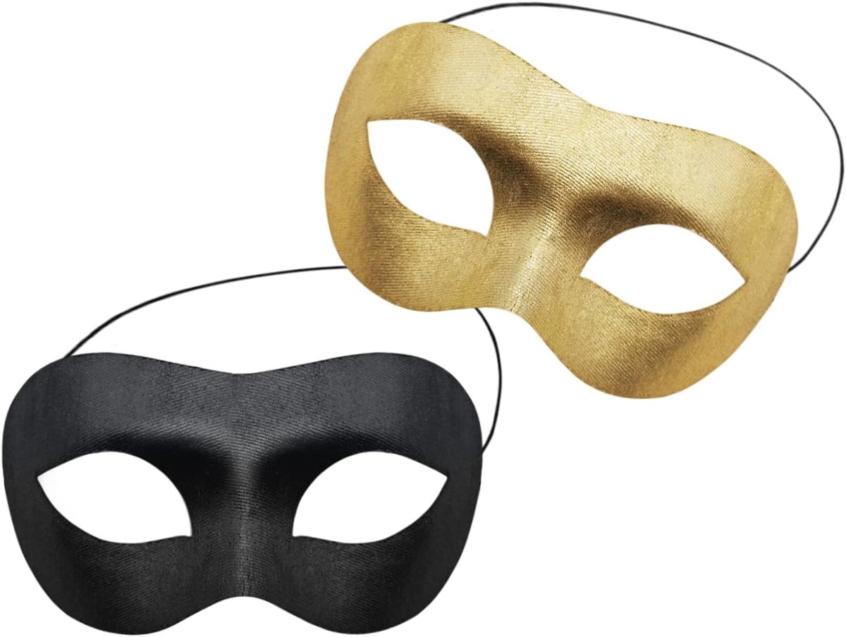 Venetiaanse maskers set van 2 - zwart met goud - voor carnaval en feest - elegant en mysterieus - SnelShoppen