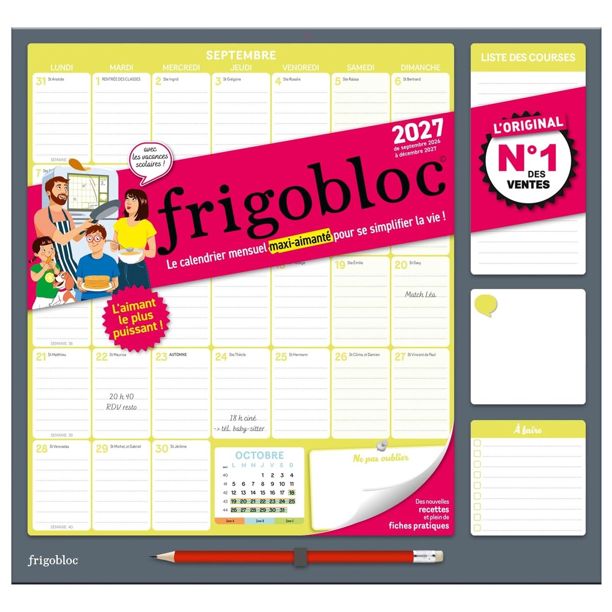 Familie kalender 2027 - Organiserend met maandindeling - Inclusief 1 crayon - Ideaal voor gezinsplanning - SnelShoppen