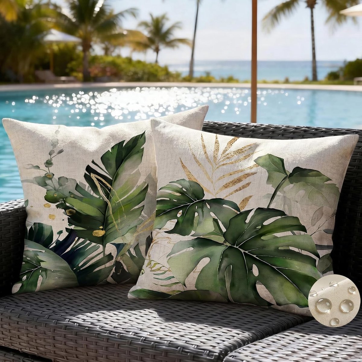 Dekokussen 45x45 - Waterdicht - Monstera Deliciosa - Verfrissende zomerlook voor binnen en buiten - SnelShoppen