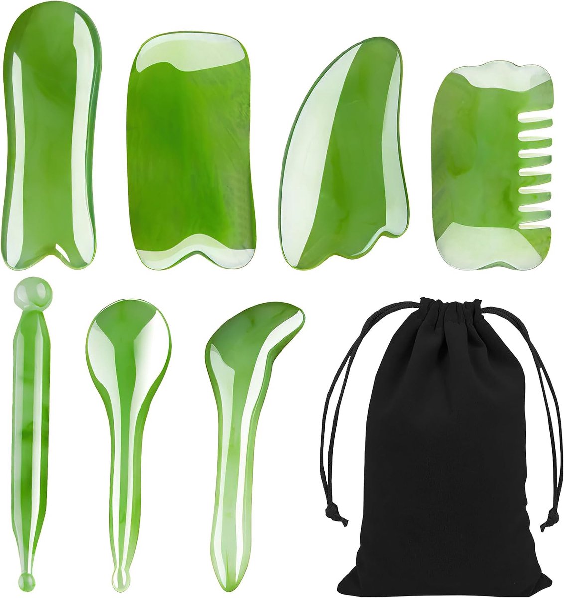 Gua Sha Massage Tool Set - 7-delig - Natuurlijke hars - Ontspannende acupressuurmassage - SnelShoppen