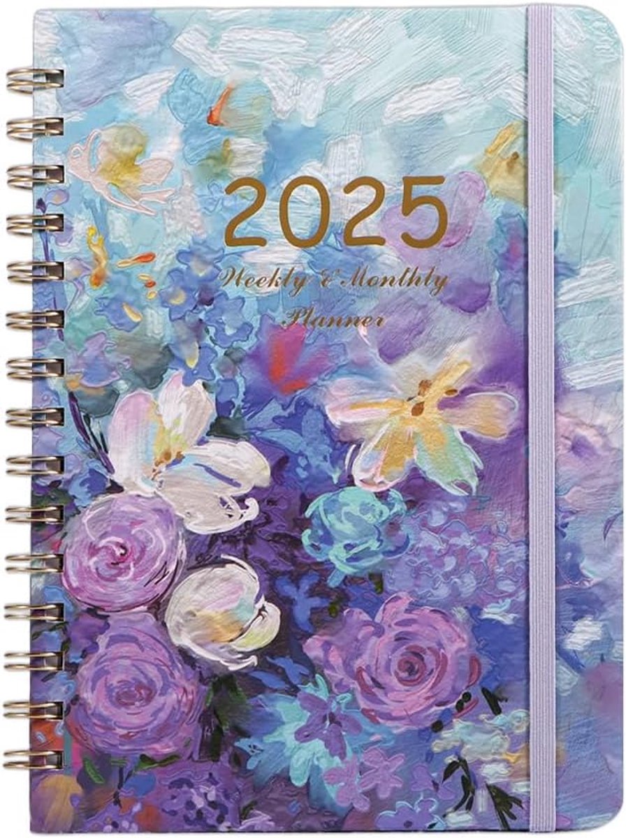 Agenda 2025 - A5 formaat - met binnenvak en elastische sluiting - ideaal voor studenten - SnelShoppen