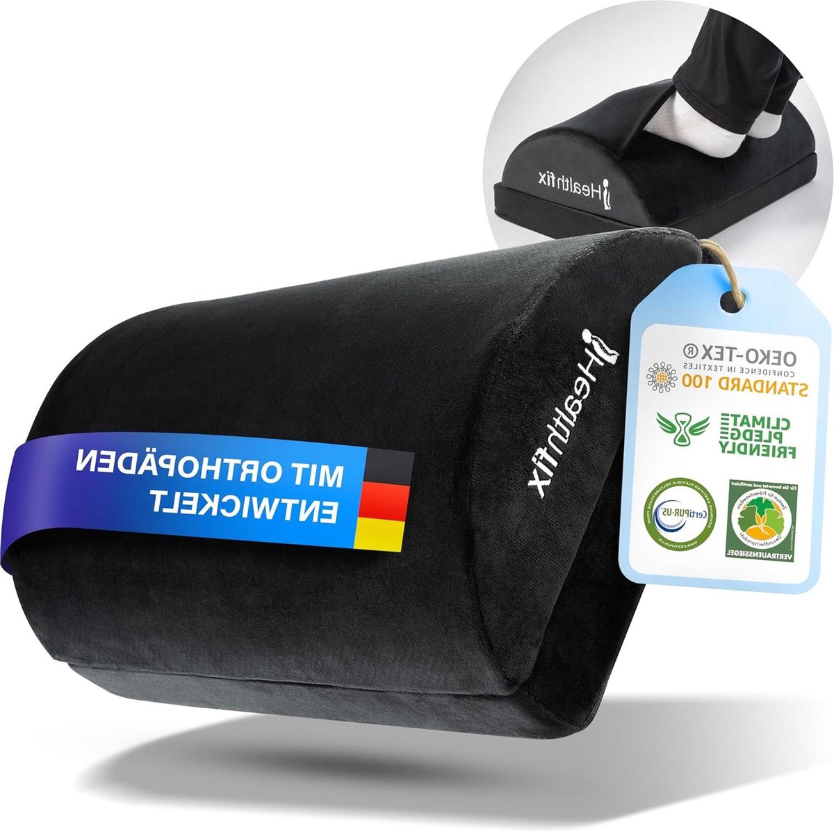 Ergonomische voetensteun - Verstelbare voetenbank - Verbeter zithouding - Geïntegreerde voetenzak - 44 x 29 x 145 cm - Grijs