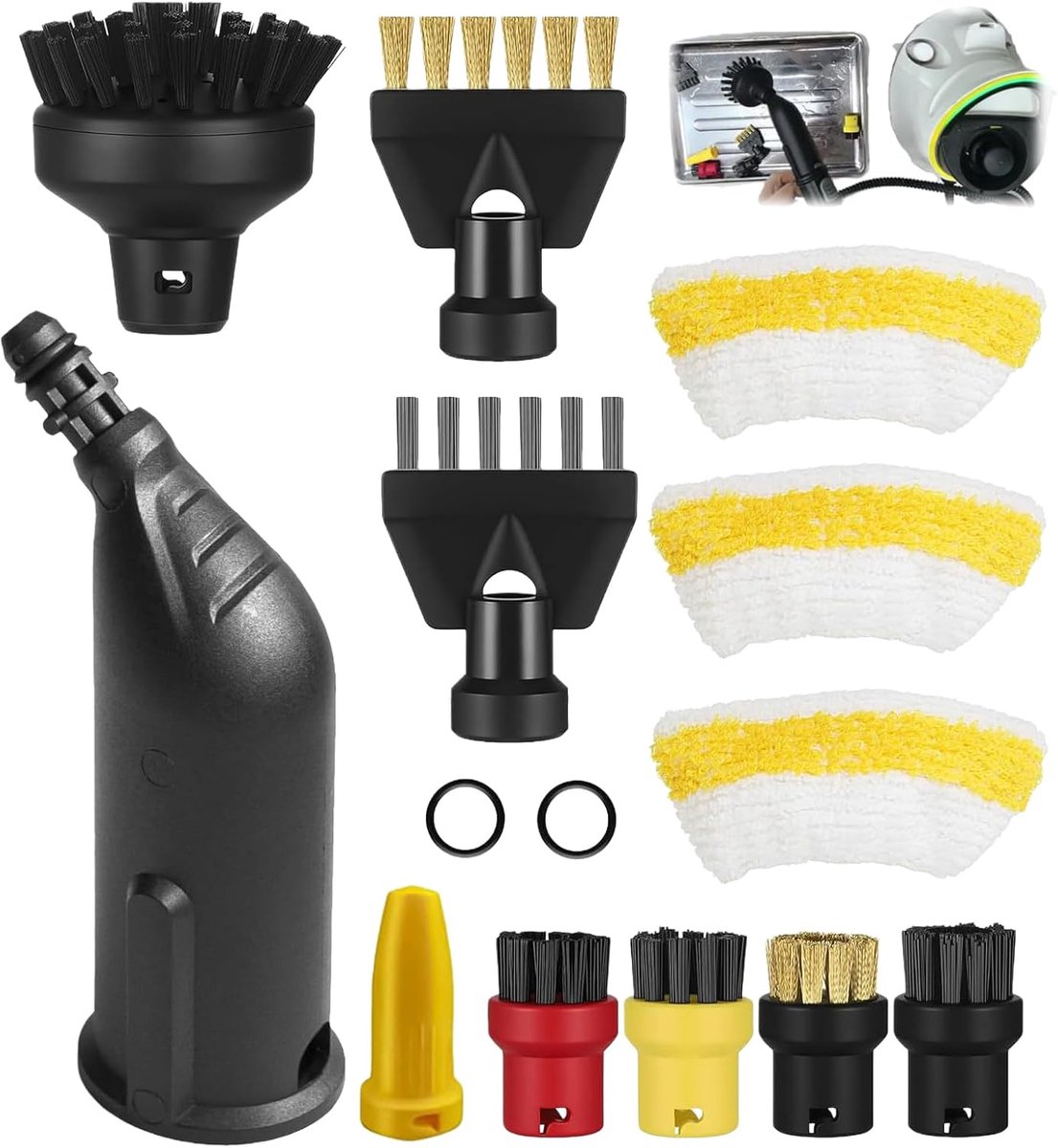 Stoomreiniger accessoires set - 14-delige set - versterkt nylon en koperen borstels - SnelShoppen