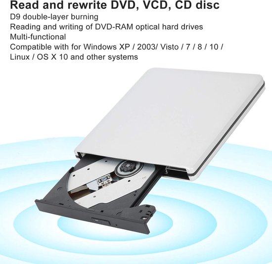 Externe DVD Brander - Draagbare Drive - Bestanden Archiveren - Plug and Play - USB 3.0 - Zwart — afbeelding 5