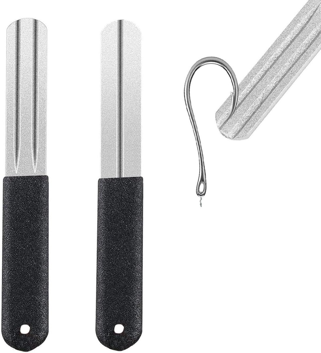 Vishaken Slijper 2 Stuks - Professionele Diamant Slijper - Dubbelsidig - Perfect voor Outdoor Vissen - SnelShoppen