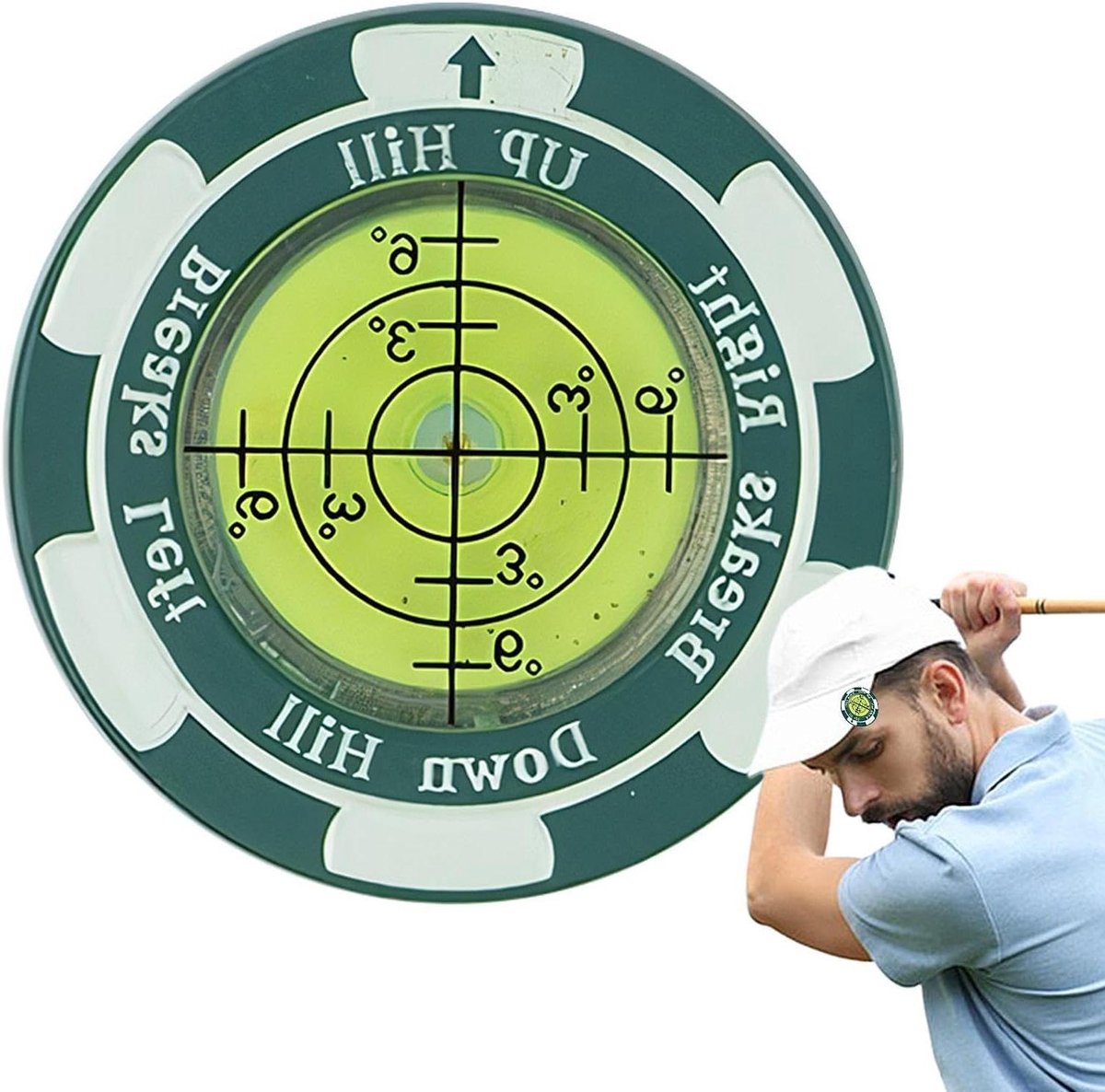 Golfbal Markering - Green Marker - Golf Putting Verbeteren - Ingebouwd Waterpasje - 14.7 x 8.7 cm - Blauw