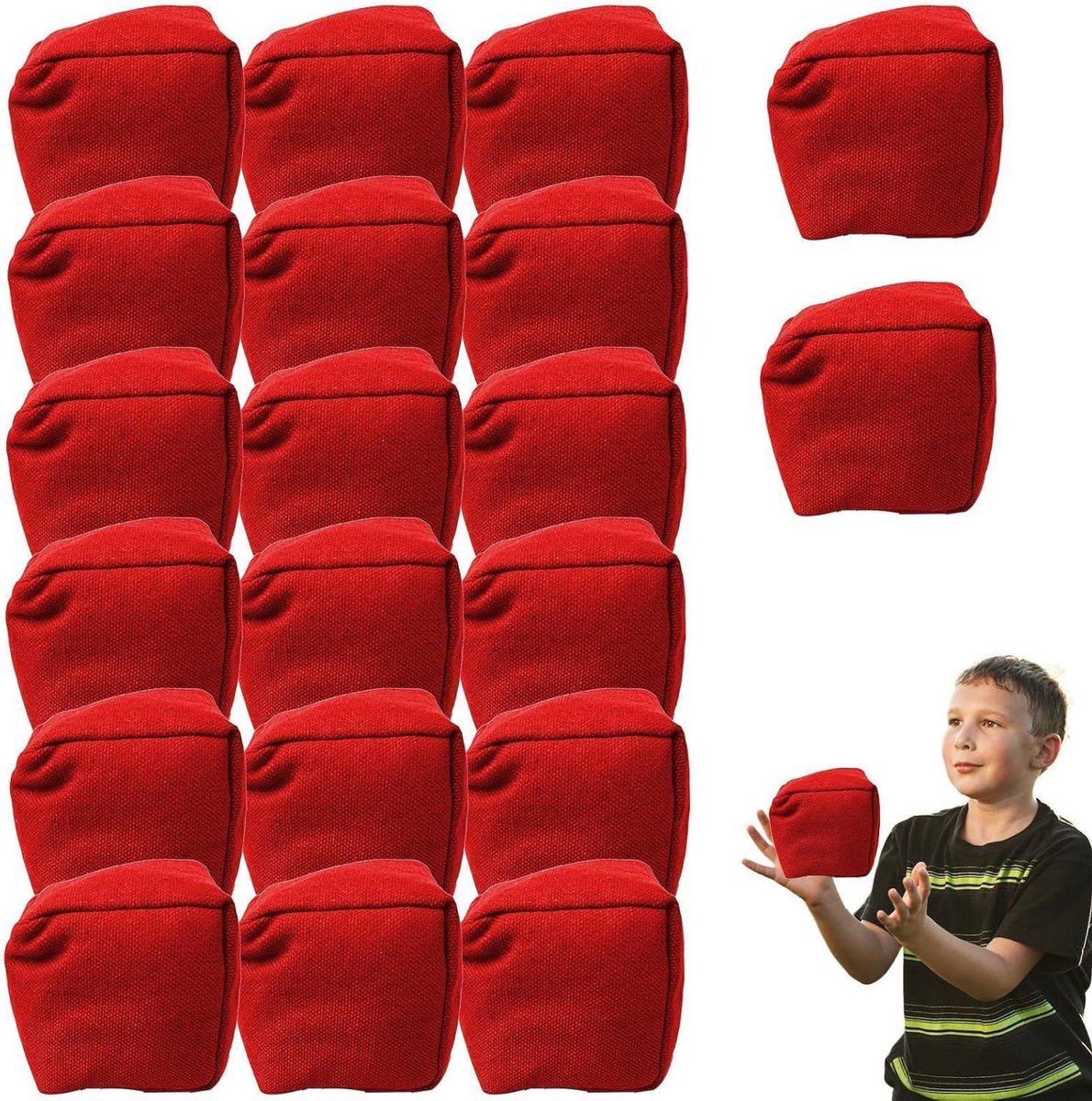 Zitzakken Set - Gooizakjes Werpspellen - Buiten Spelen - Dubbellaags Canvas - 20 stuks 7 cm - Rood