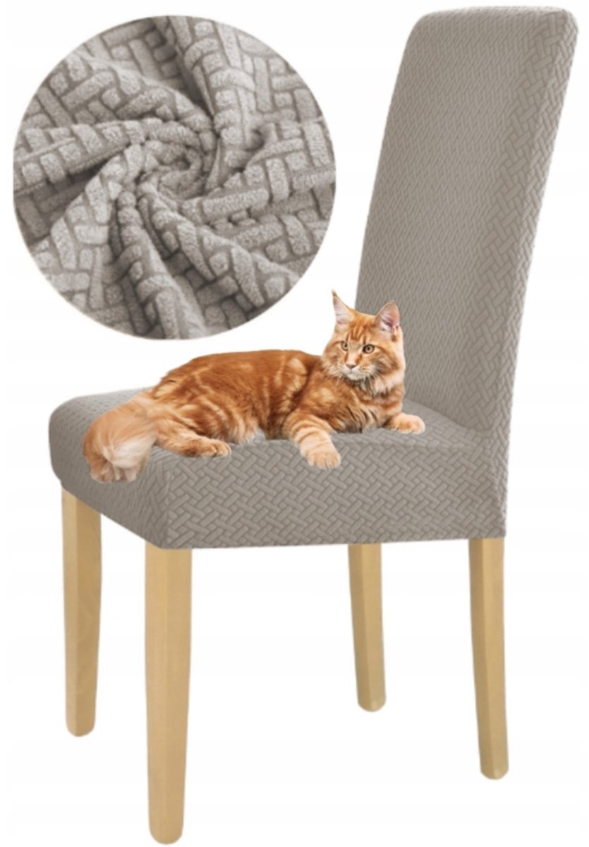 Elastische Stoelhoes Jacquard Grijs Beige Visgraat - Merkloos