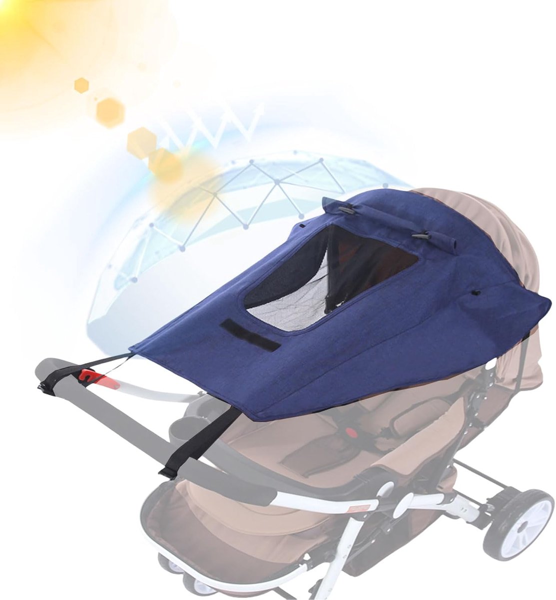 Parasol voor kinderwagen met uv-bescherming 50+ - waterdicht - universeel - ideale bescherming tegen zonlicht - ShopVlot