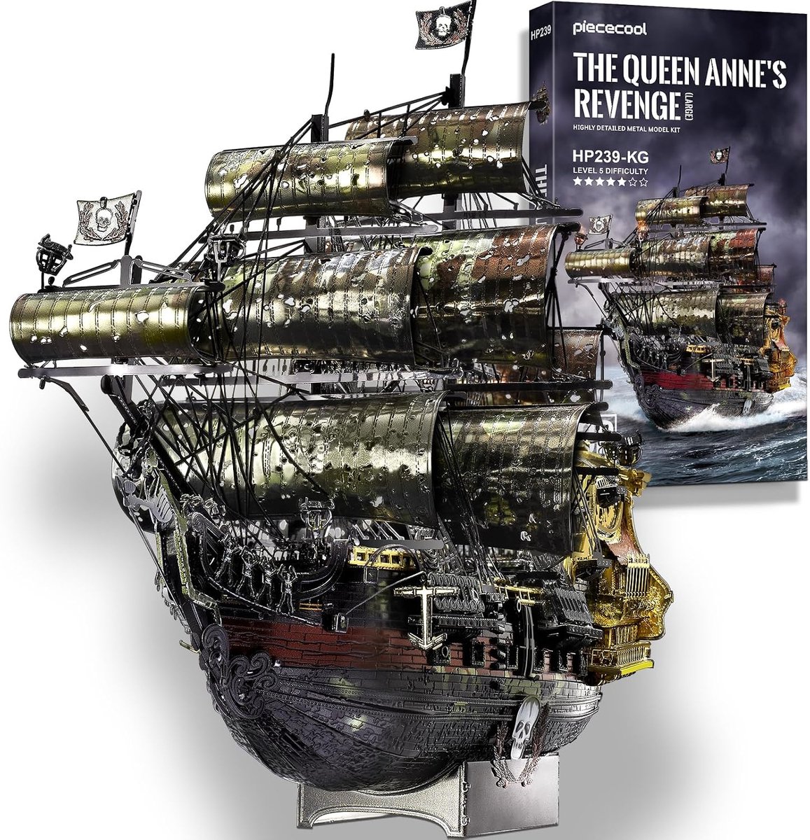 3D puzzel model kit - Queen Annes Revenge - metalen puzzel - urenlang bouwplezier - ShopVlot